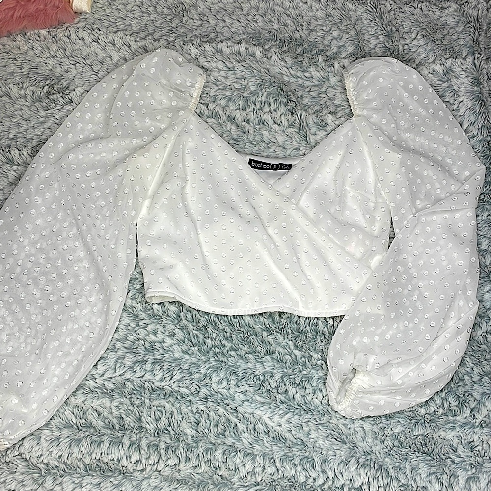 White Blouse Crop Top